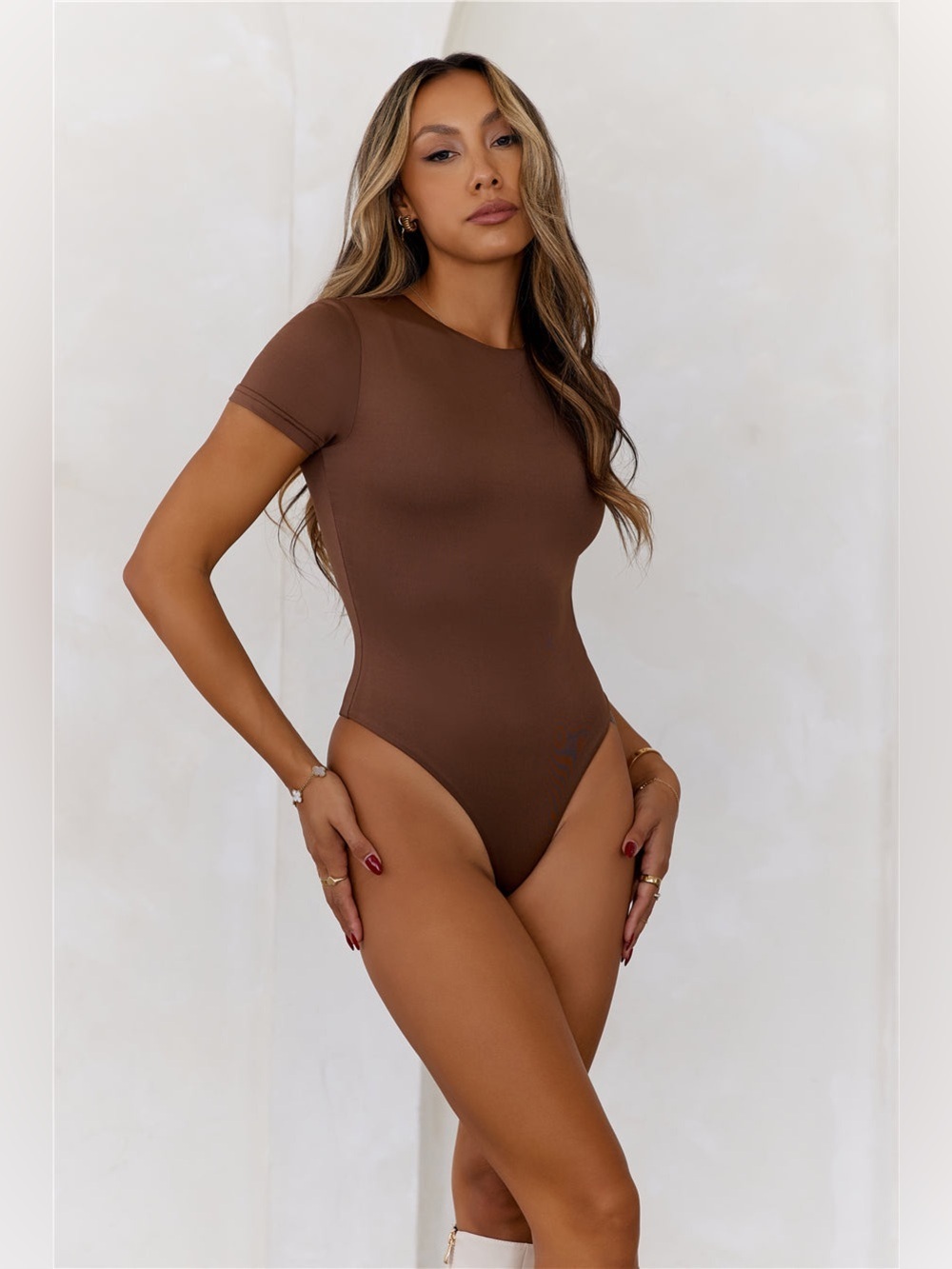 Hello Molly Chocolate Brown Base Core Contour Bodysuit, Size XS - Picture 4 of 13